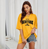 Mustard Yellow Oversized Tee for Her Wardrobe - 19bay